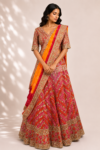 Red bandhani lehenga