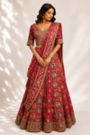 Red colour bandhani lehenga