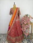 Red bandhani lehenga