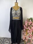 Black colour drape skirt