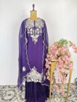 Purple colour suit with sharara pant
