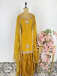 Yellow colour suit with sharara pant