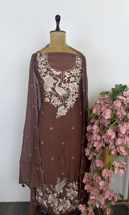 Chanderi unstitched suit