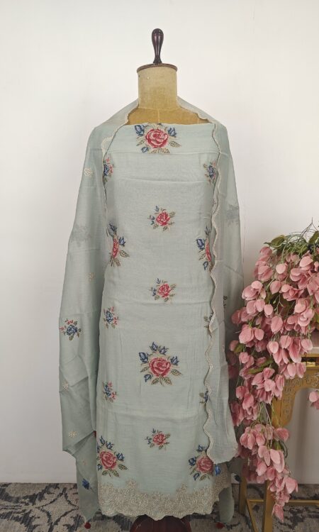 Ice blue unstitched suit