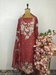 Brick red unstitched suit