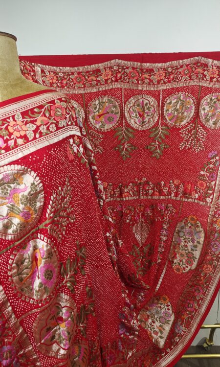 Red georgette bandhani dupatta