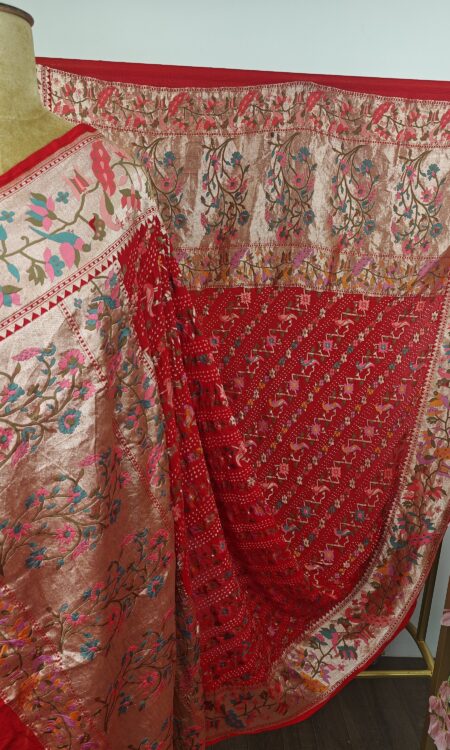 Red georgette bandhani dupatta