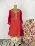 Orange and pink short Anarkali