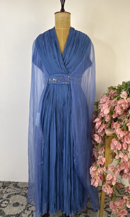 Blue colour gathered frock