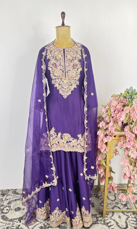 Purple colour suit with sharara