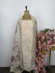 Off white organza unstitched suit