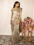Green colour banarasi tissue saree