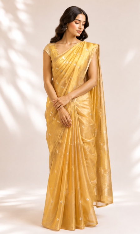 Gold tissue saree