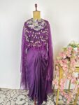 Purple colour drape skirt with shells cape