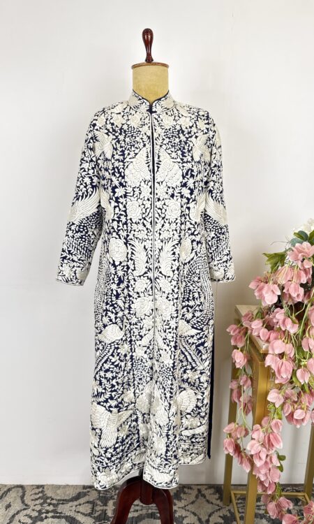 Navy blue colour Parsi gara jacket