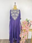 Purple colour kaftan with haram pants