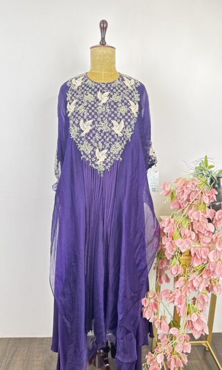 Purple colour kaftan with haram pants