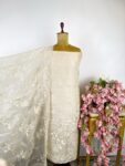 Beige colour organza unstitched suit