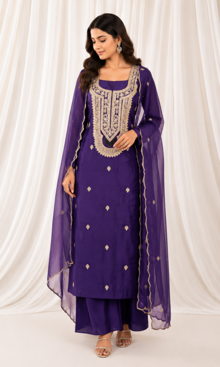 Organza unstitched suit