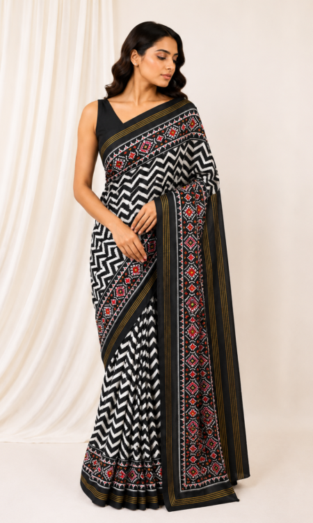 Black colour patola saree