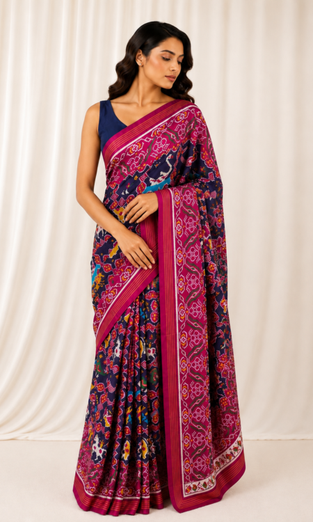 Pink colour Patola saree