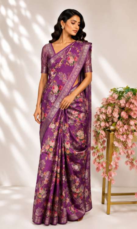 Purple colour silk saree