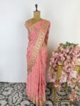 Peach colour georgette saree