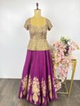 Purple colour lehenga with peplum top