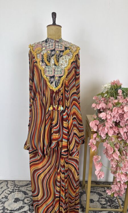 Multi colour suit with sharara