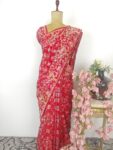 Red bandhani saree