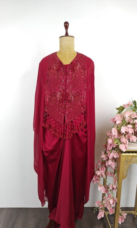 Maroon colour indo western