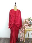 Red colour top with drape skirt