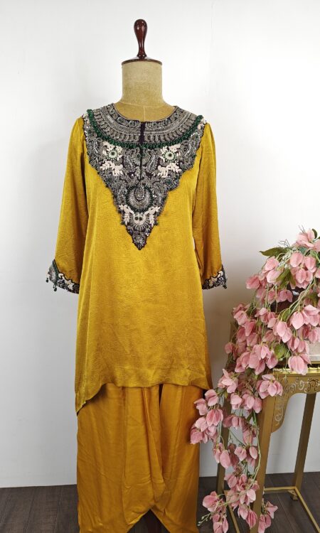 Mustard yellow colour top with baram pants