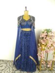 Blue colour corset and skirt with cape