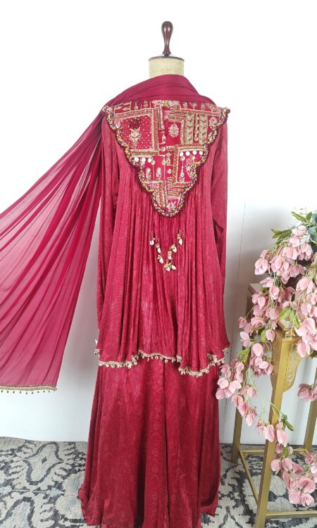 Red colour suit with sharara