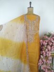Yellow organza unstitched suit