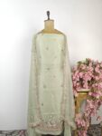 Green organza unstitched suit