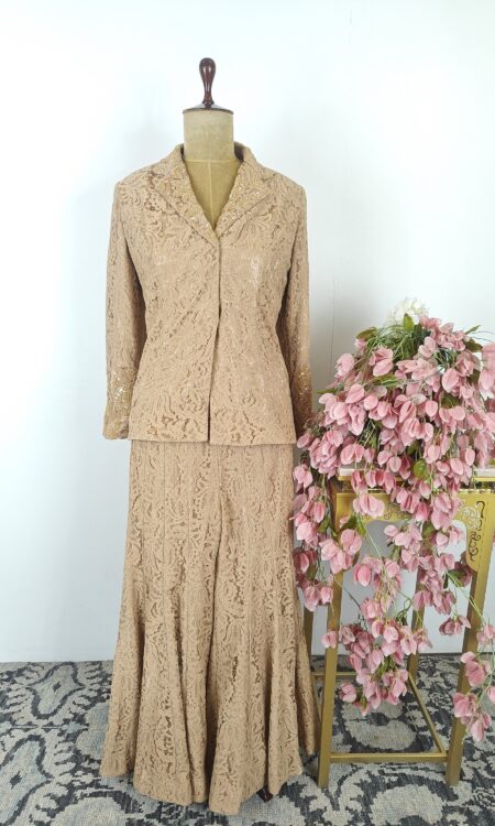 Beige colour jacket with flared pants