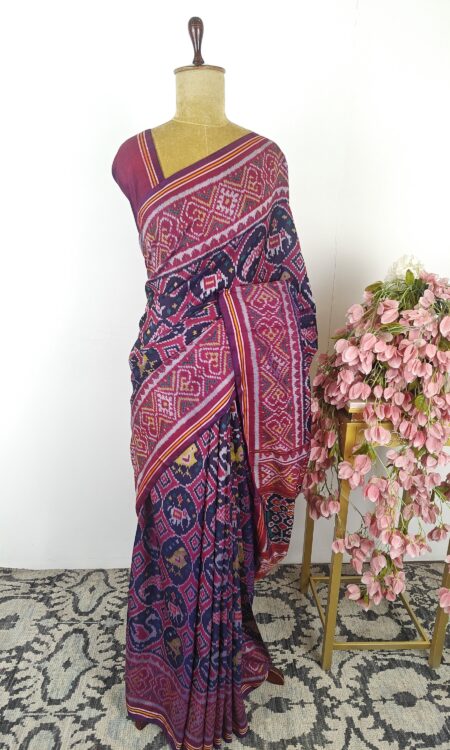 Purple colour single ikkat saree