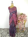 Navy blue colour single ikkat saree