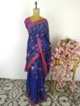 Blue colour single ikkat saree