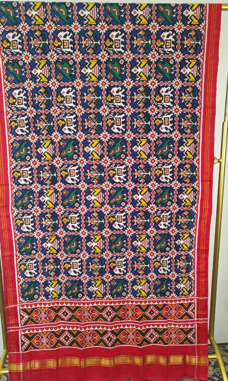Navy blue colour double ikkat dupatta