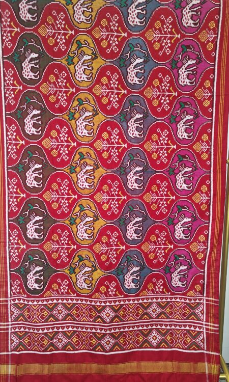 Red colour double Ikkat duppatta