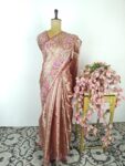 Rose pink colour banarasi tissue saree
