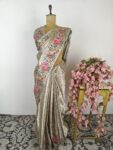 Silver colour banarasi tissue saree