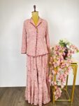 Peach colour jacket with flared pants