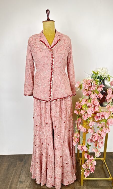 Peach colour jacket with flared pants