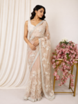 Peach colour net saree