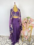 Purple corset with drape skirt and cape