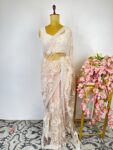 Peach colour net saree